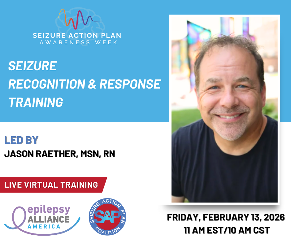 Graphic promoting a live Seizure Recognition and Response Training during Seizure Action Plan Awareness Week.