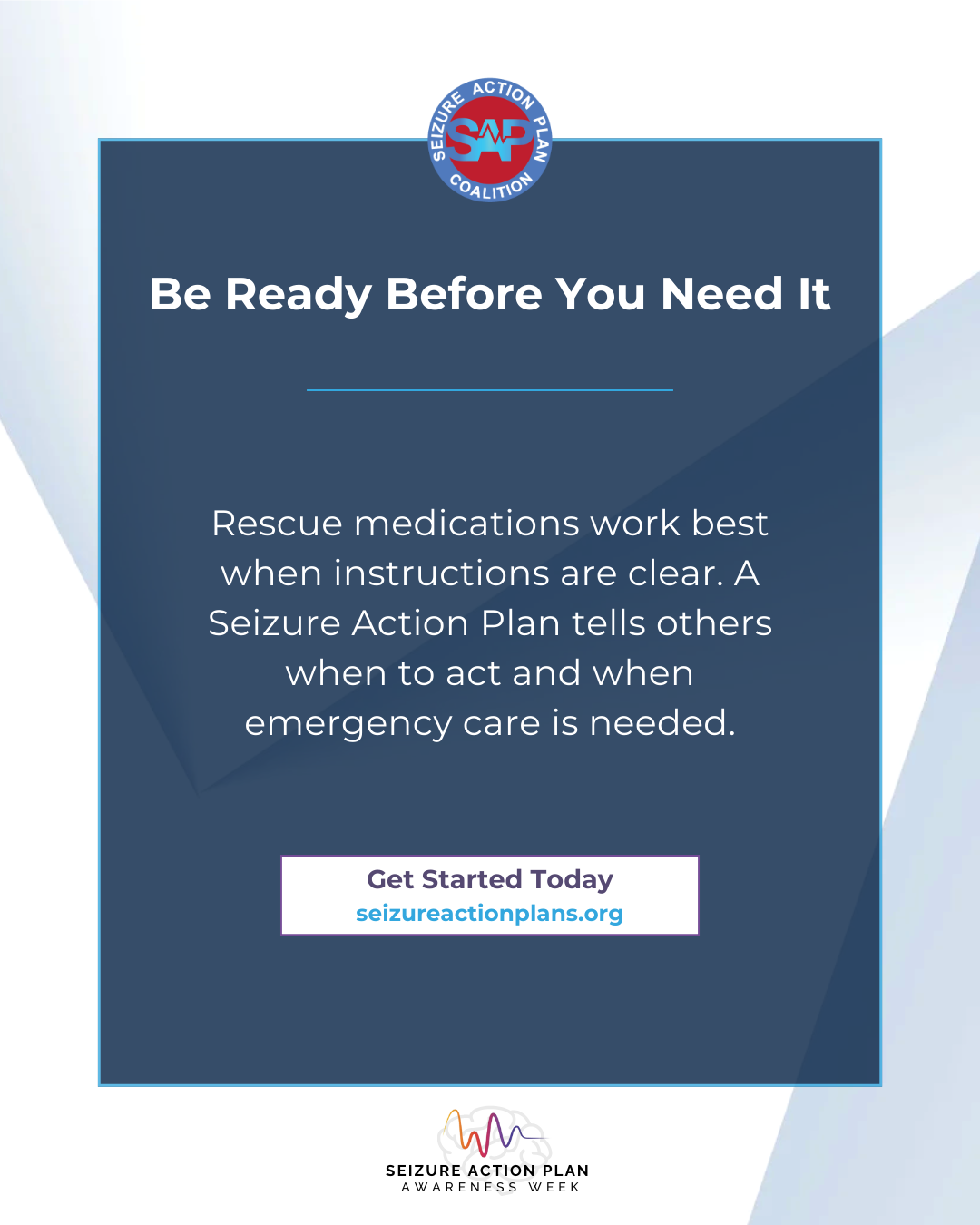Graphic about acting with confidence using clear rescue medication instructions in a Seizure Action Plan.